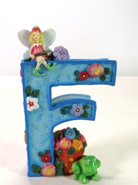 Mary Engelbreit letter "F" resin alphabet 1999 3.5" tall NO CHIPS Fairy & Frog